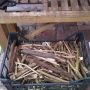 Cutting up kindling for next winter