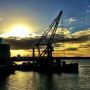 Sunset over Auckland harbor
