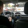 Miss @rpish and myself are driven to Hillywood by @themobyintern who forgot his drivers hat