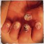 My new nail! Pastel color dots with Belle, younger sister of SNOOPY.
